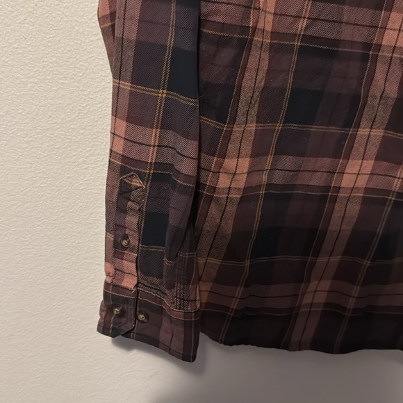 Carhartt Brown Women’s Plaid Button Up Size Small(4/6) Front Pockets EUC Cotton - Picture 10 of 13
